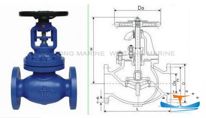 Tornillo marino durable válvula/5K del arrabio - abajo compruebe las válvulas de globo JIS F 7353