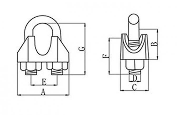Clip de cuerda a dos caras de alambre de las sujeciones marinas del hardware del equipo de elevación del aparejo DIN741